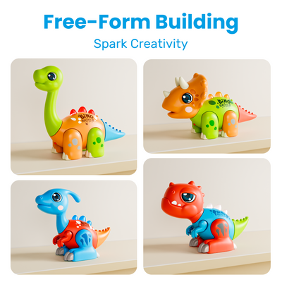 Fidtoy Dinosaur Assembly Toy Set with Lights and Sounds for Toddlers