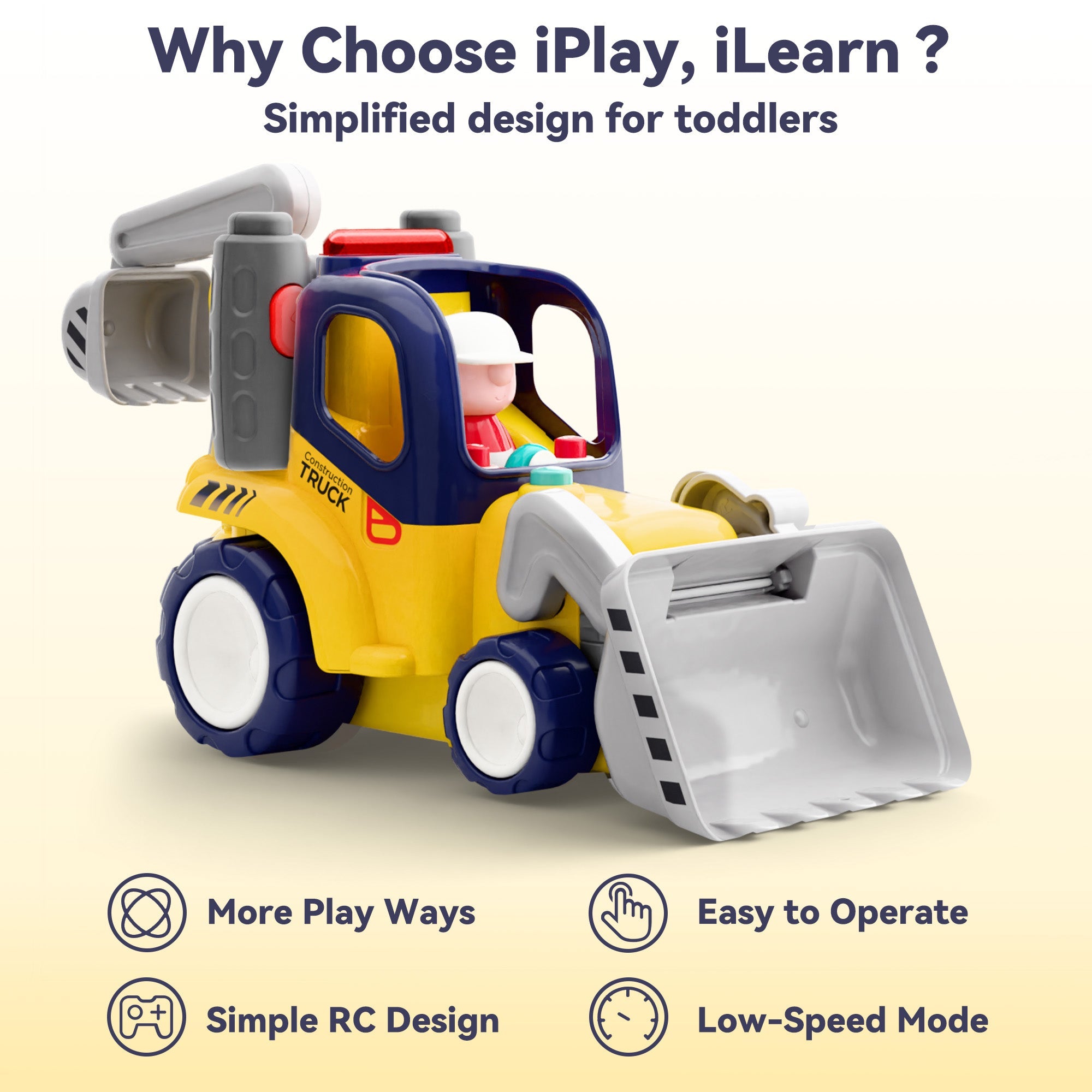 Fidtoy RC Construction Truck Toy with Lights and Sounds for Toddlers