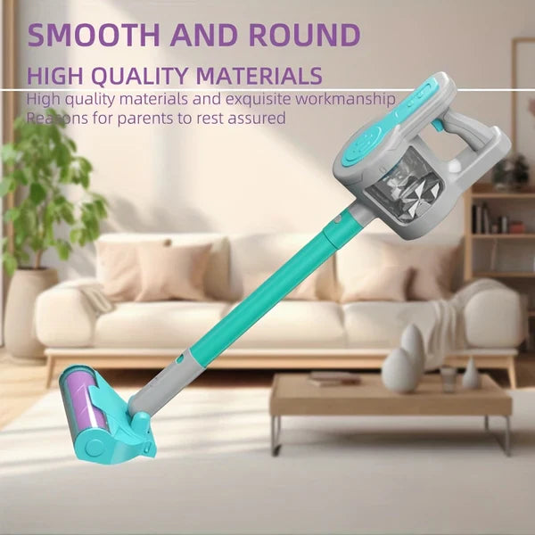 Fidtoy Aspirateur électronique 4-en-1 bleu pour enfants, jouet de rôle réaliste avec modes vertical et portable, 3 buses, jouet pour développer la motricité, à partir de 3 ans