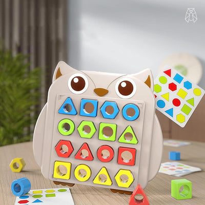 Fun Owl Pairing Shapes with Pattern Cards Two Players Challenge - 104