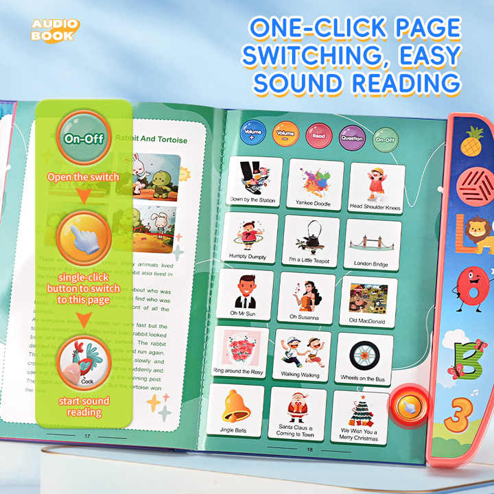 Fidtoy Learning Auditory English Audio Book for Kids Talking Alphabet Number Interactive Learning Toy Ages 2-6