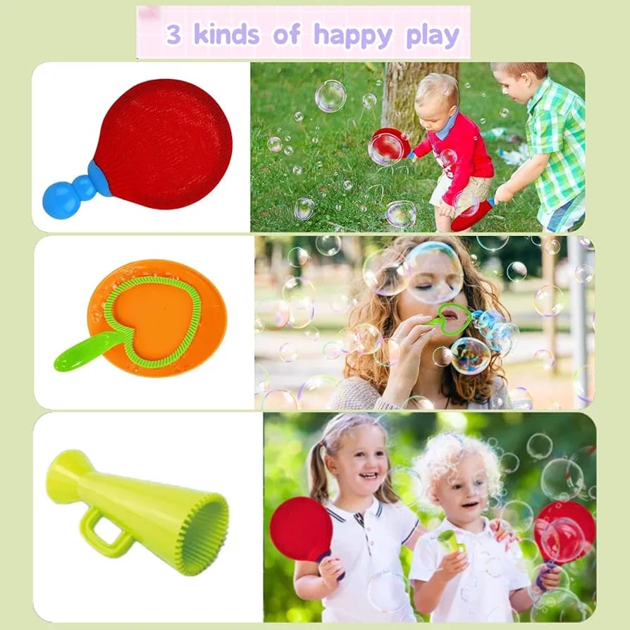 Fidtoy Magic Bubble Tennis Playset Activity for Kids Outdoor Bouncing Bubble Racket Game Age 2-6