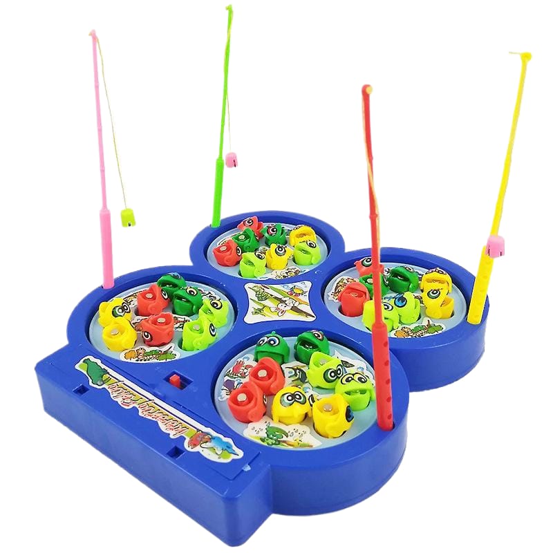 Fidtoy Magnetic Rotating Fishing Game for Kids 4 Players Musical Fish Catching Toy Age 3+