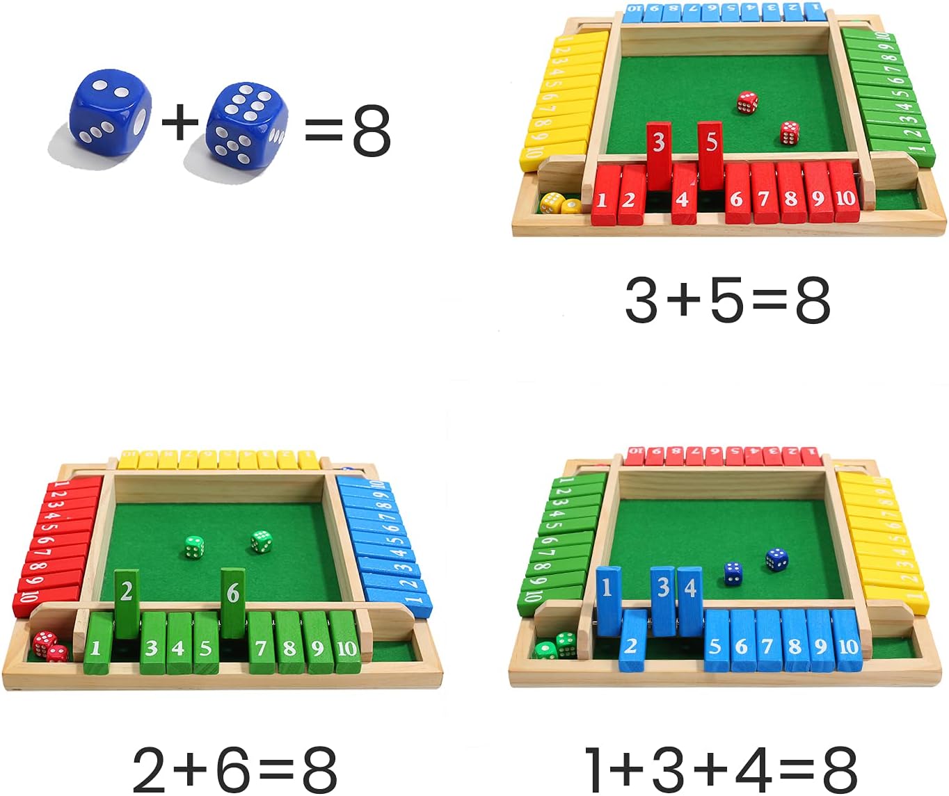 Fidtoy Colorful Wooden Dice Number Game for Family Montessori Math Board Game