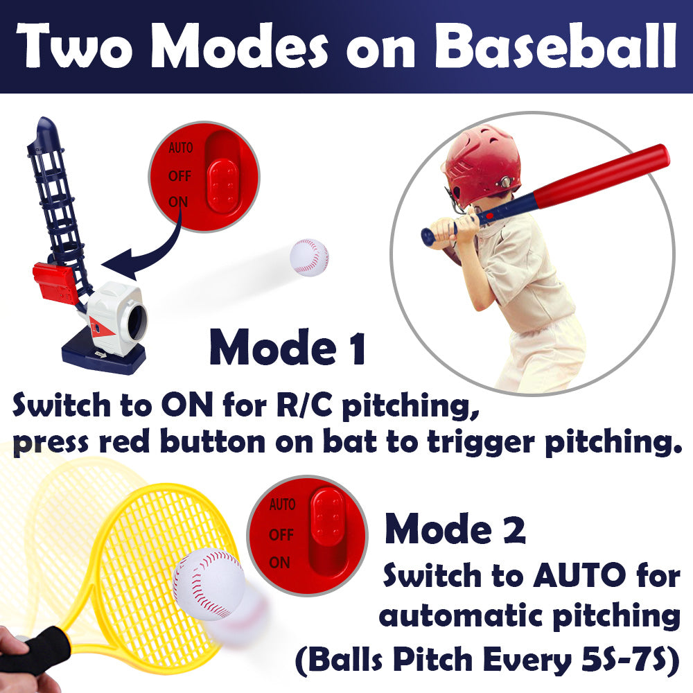 Set de lanzamiento de béisbol y tenis Fidtoy 2 en 1 con control remoto