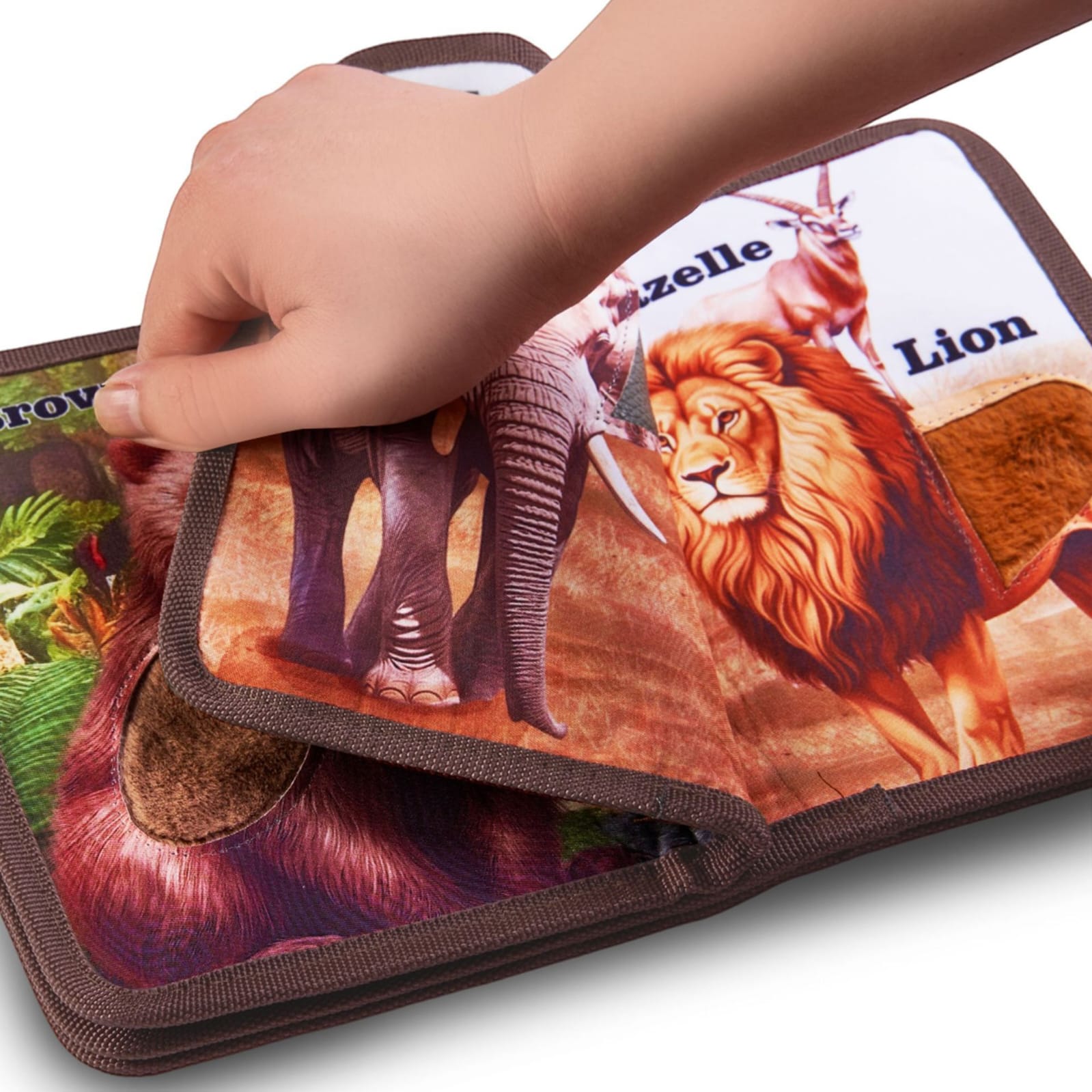 Fidtoy Wild Animals Tactile Touch and Feel Book for Toddlers | Cloth Sensory Quiet Book, Animal Recognition, Texture Exploration, Vocabulary, Tummy Time & Bedtime Reading Toy Age 2+
