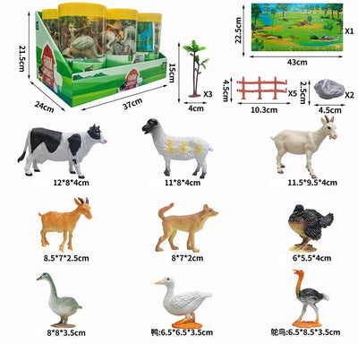 Fidtoy Mini Figure Wildlife Farm Animals Playset with Tree for Kids 21 Piece Animal Learning Toy