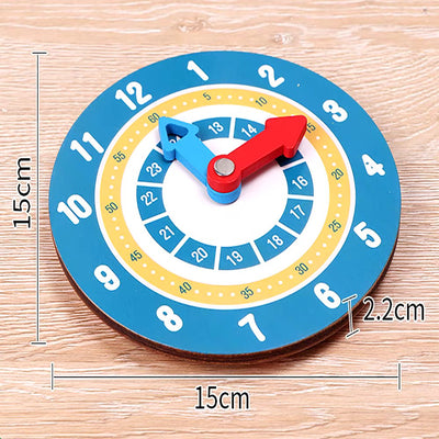 Fidtoy Wooden Montessori Double Sided Time Learning Math Clock for Kids Ages 3+