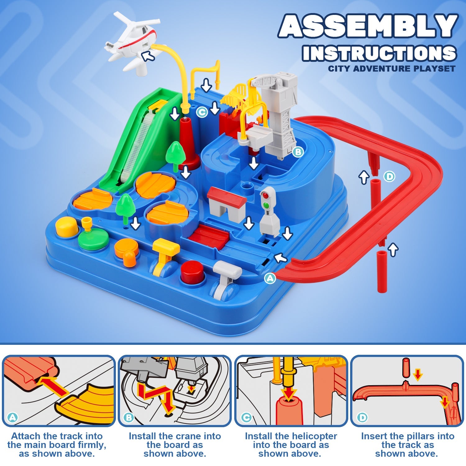 Fidtoy Piste d'Aventure pour Voitures avec 4 Mini-Voitures pour Enfants