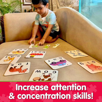 Fidtoy Self-Correcting Spelling Puzzle Cards for Kids 20 Piece Three Four Letter Word Learning Set Age 4+