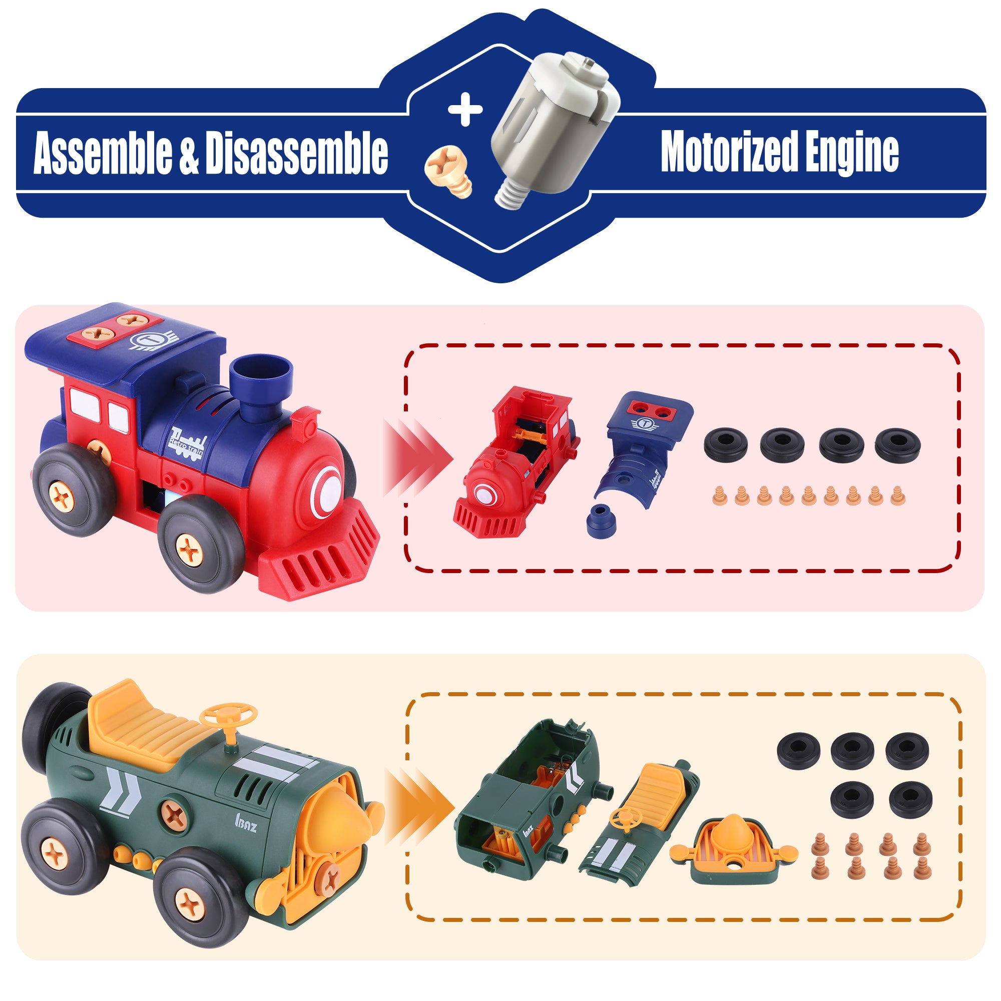 Fidtoy Take Apart Vehicle Playset STEM Toy for Kids