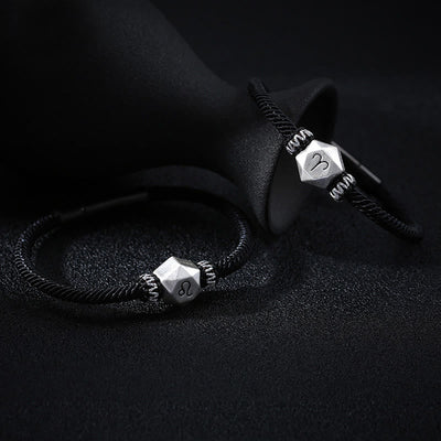 Buddha Stones 999 Sterling Silver 12 Constellations of the Zodiac Protection Handmade String Bracelet - image 1
