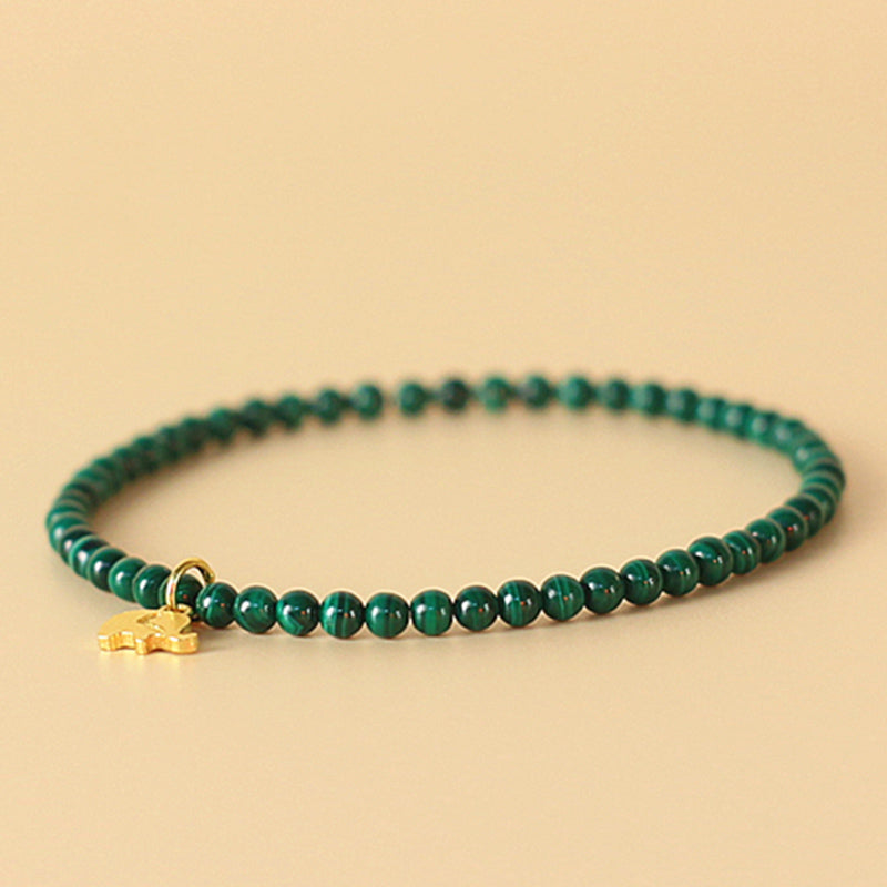 Buddha Stones Natural Malachite Elephant Anti-Anxiety Charm Bracelet Bracelet BS 1