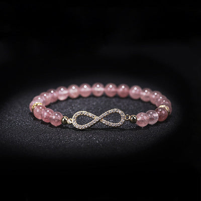 Bracelet de guérison et de positivité en quartz fraise naturel Foviel