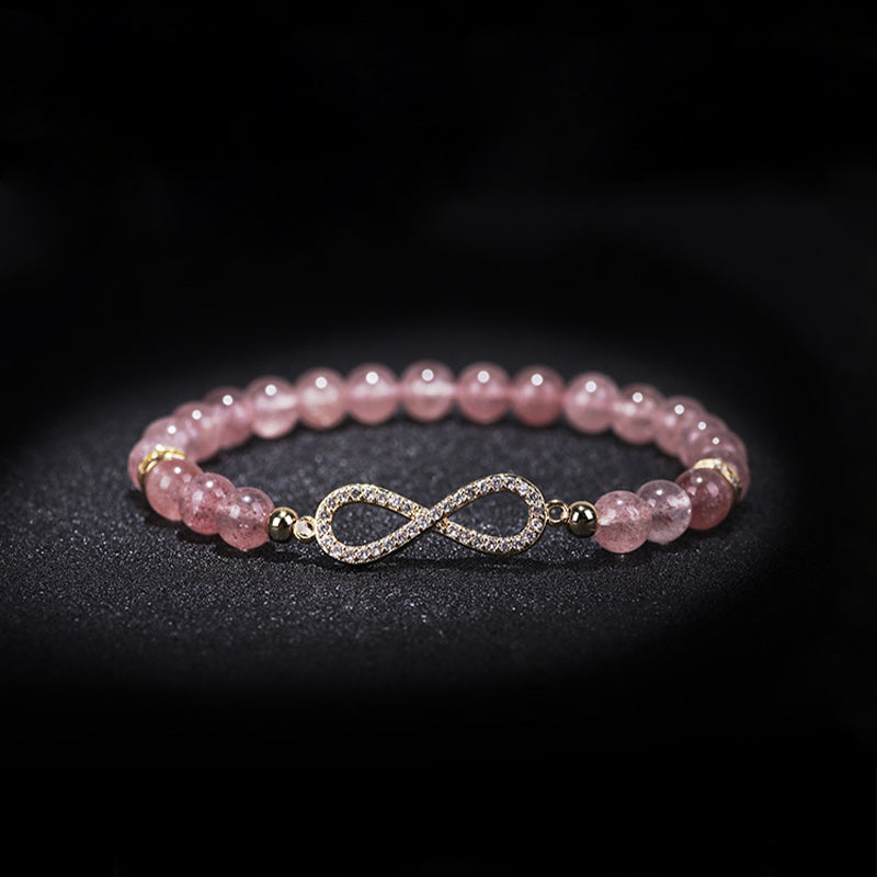 Bracelet de guérison et de positivité en quartz fraise naturel Foviel