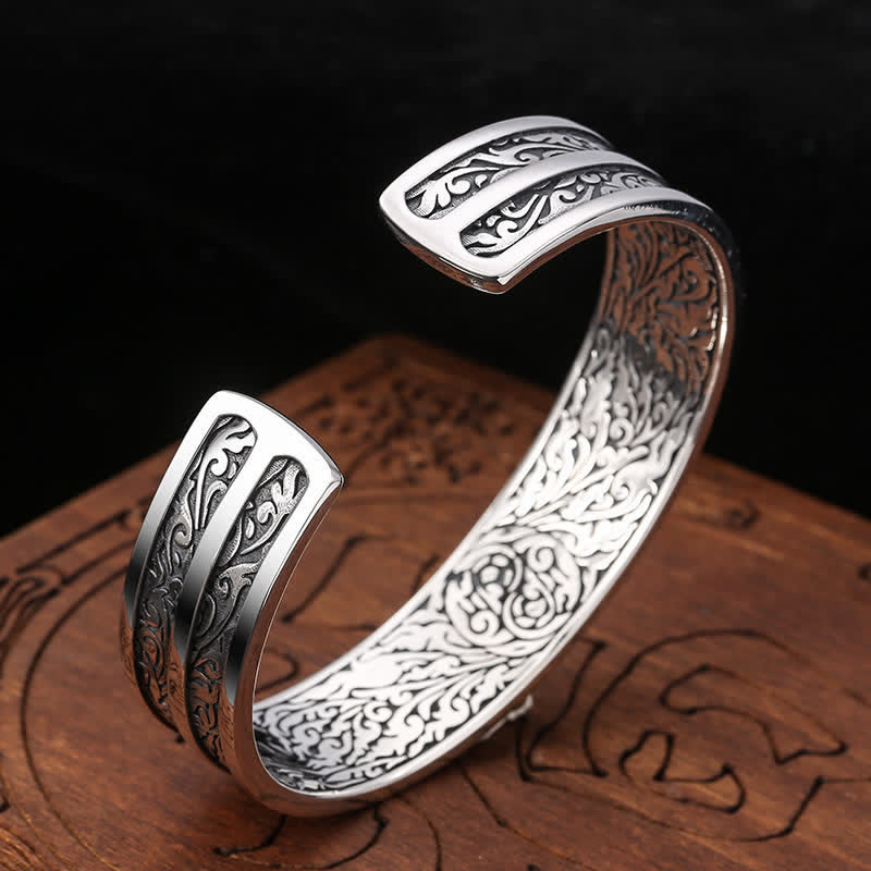 Foviel 925 Sterling Silber Vajra Dorje Graviertes spirituelles Kraft Armband