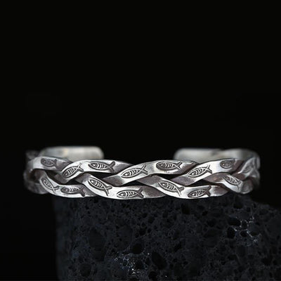 Buddha Stones Koi Fish Twisted Design Luck Wealth Cuff Bracelet Bangle Bracelet Bangle BS 9