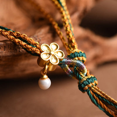 Buddha Stones Tibetan Handmade Rope Liuli Glass Bead Braided Multilayered Healing Bracelet Bracelet BS 6