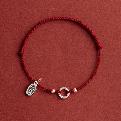 Buddha Stones 925 Sterling Silver Lucky Fortune Peace Joy Lotus Peace Buckle Red String Bracelet Bracelet BS 7