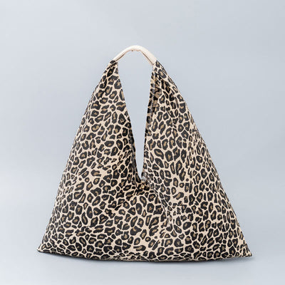 Buddha Stones Geometry Tiger Flowers Leopard Stripes Print Underarm Triangle Shoulder Bag Handbags BS Leopard Print 58*5*58cm