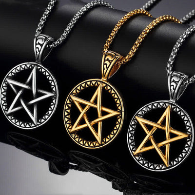 Buddha Stones Pentagram Titanium Steel Balance Necklace Pendant Necklaces & Pendants BS main