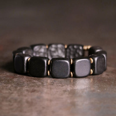 Buddha Stones Retro Ebony Wood Texture Style Copper Peace Balance Bracelet Bracelet BS 2
