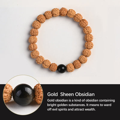 Buddha Stones Tibet Rudraksha Bodhi Seed Wealth Auspiciousness Bracelet Bracelet BS 15