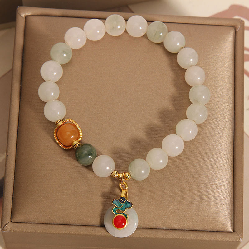 Buddha Stones Jade Auspicious Clouds Red Agate Citrine Prosperity Bracelet 4