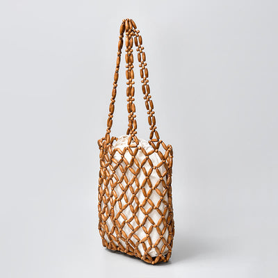 Buddha Stones Hand-woven Wooden Beads Shoulder Bag Handbag Shoulder Bag BS 1