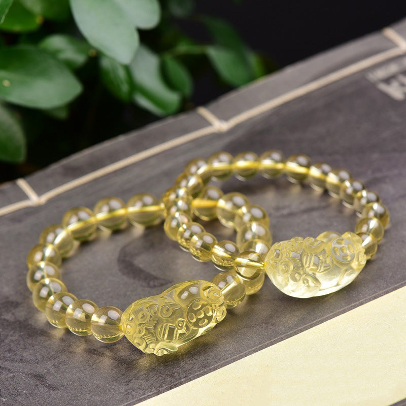 Bracelet de richesse PiXiu en citrine Feng Shui Foviel