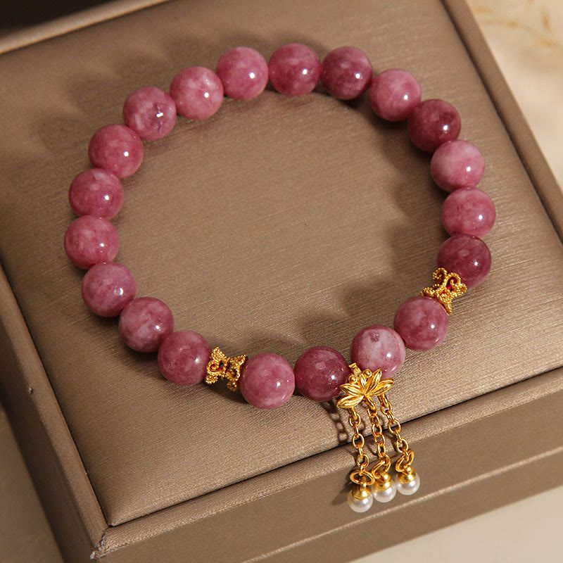 Buddha Stones Pink Tourmaline Lotus Flower Positive Bracelet Bracelet BS 1