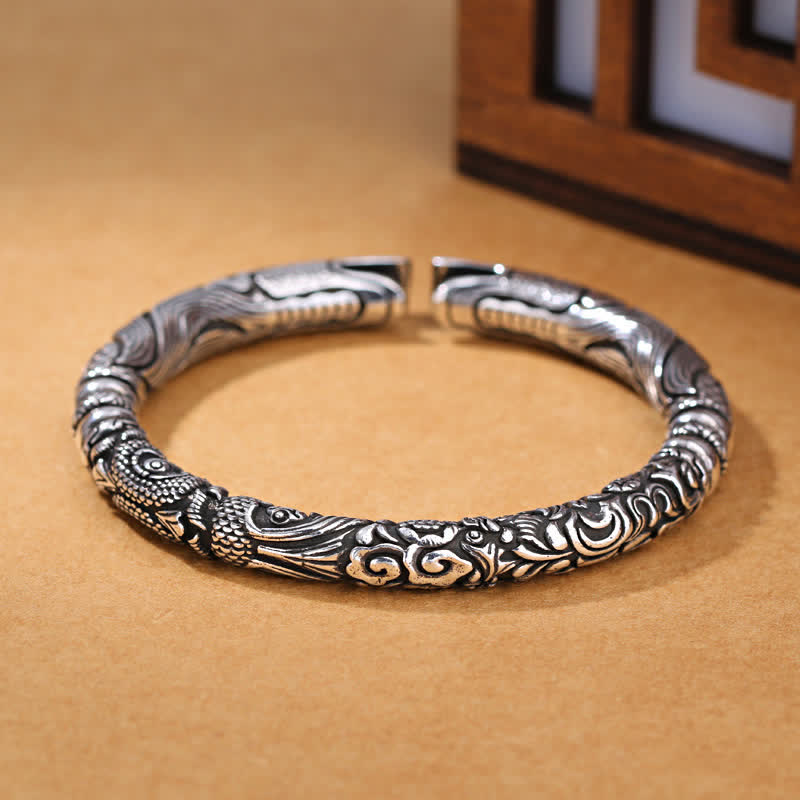 Buddha Stones Dragon Head Carved Luck Bracelet Bangle Bracelet BS 6