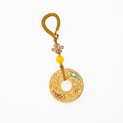 Buddha Stones Double Koi Fish Peace Buckle Wealth Luck Key Chain Key Chain BS 14