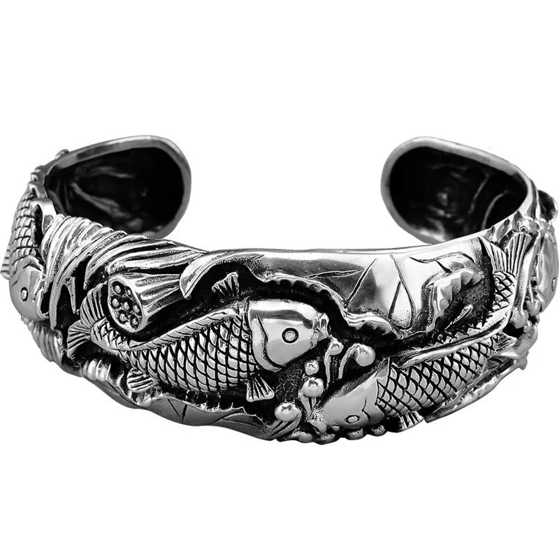 Buddha Stones Buddha Stones Koi Fish Lotus Luck Wealth Bracelet Bangle Bracelet Bangle BS 8