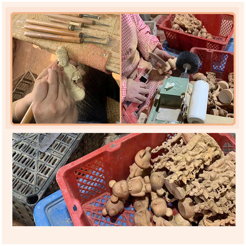 Foviel Green Sandalwood Small Leaf Red Sandalwood Cute Cat Animals Soothing Peace Decoration