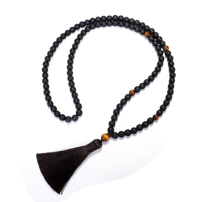 Buddha Stones 108 Mala Beads Frosted Stone Tiger Eye Balance Bracelet Necklace Pendant Bracelet Necklaces & Pendants BS 7