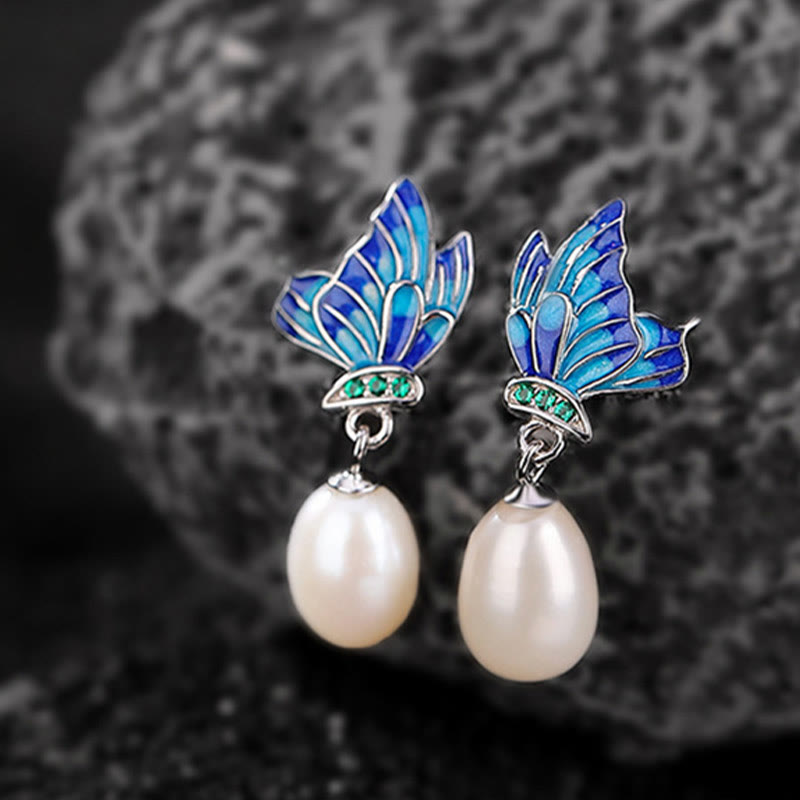 Buddha Stones 925 Sterling Silver Pearl Butterfly Healing Necklace Pendant Earrings Ring Bracelet Necklaces & Pendants BS 8