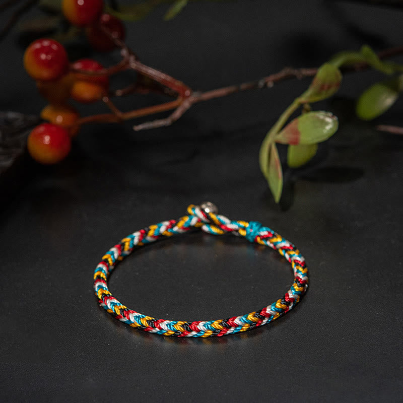 Buddha Stones Tibet Handmade Five Color Thread Protection Braid String Bracelet Bracelet BS 7