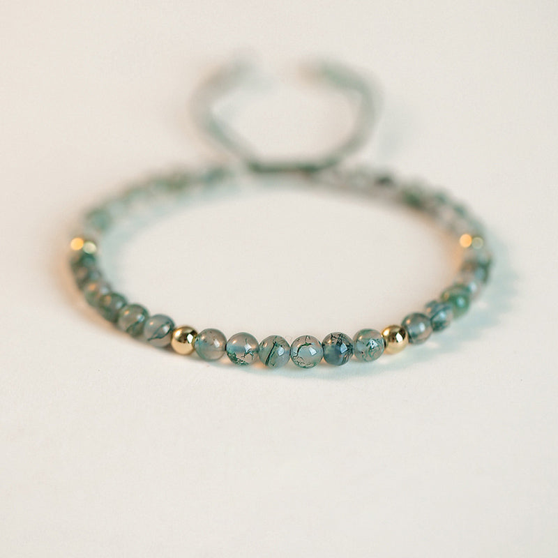 Buddha Stones Moss Agate Lucky Balance Bracelet Bracelet BS 5