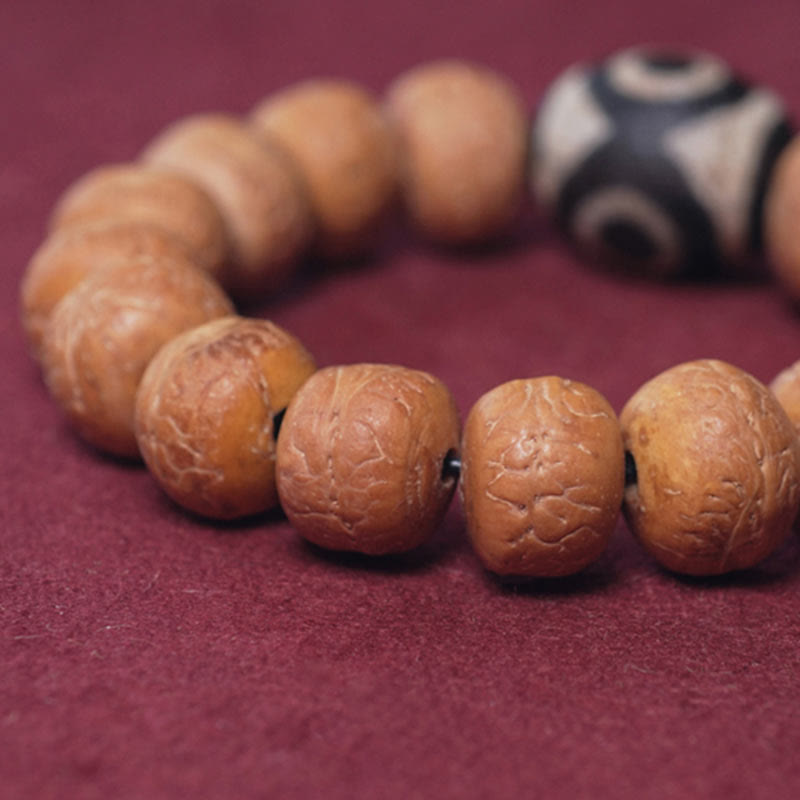 Buddha Stones Tibet Bodhi Seed Dzi Bead Peace Charm Wrist Mala Bracelet Wrist Mala BS 2