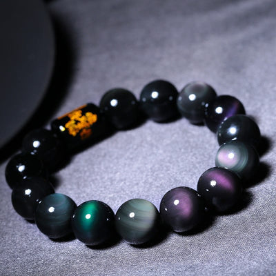 Bracelet de transformation positive en obsidienne arc-en-ciel naturelle Foviel