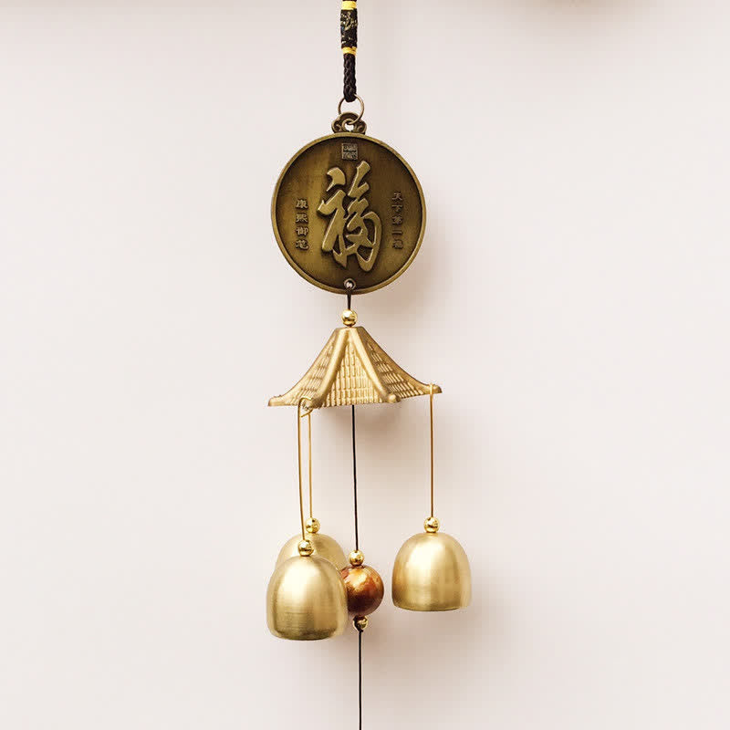Buddha Stones Blessing Letter Elephant Bagua Auspicious Coin Wall Hanging Chime Bell Handmade Home Decoration - image 1