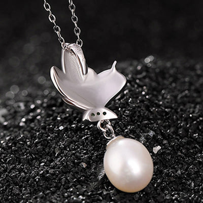 Buddha Stones 925 Sterling Silver Pearl Butterfly Healing Necklace Pendant Earrings Ring Bracelet Necklaces & Pendants BS 3