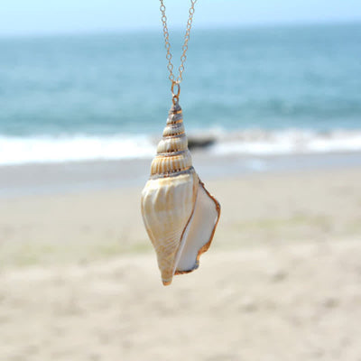 Buddha Stones Natural Shankha Conch Shell Seashell Lucky Necklace Pendant Necklaces & Pendants BS 1
