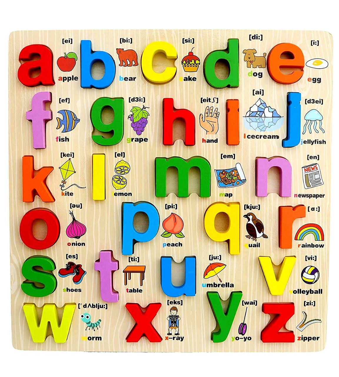 3D Alphabet Board with picture print, Capital, Small, Number and Shapes board - 4 in 1 Combo