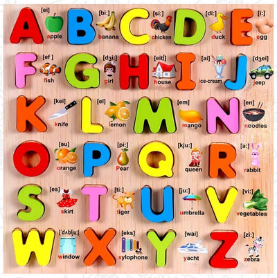 3D Alphabet Board with picture print, Capital, Small, Number and Shapes board - 4 in 1 Combo