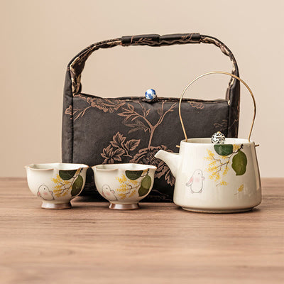 Buddha Stones Hand Painted Small Osmanthus Rabbit Ceramic Teacup Kung Fu Tea Cup 40ml Cup BS 9