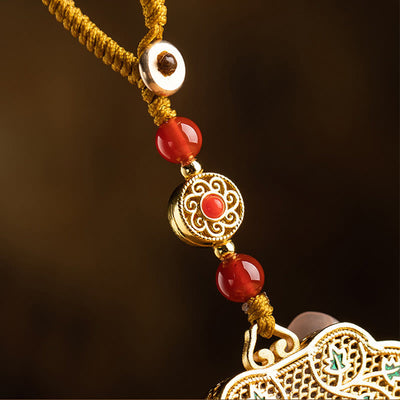 Buddha Stones Lock of Good Wishes Fu Character Luck Blessing Key Chain Key Chain BS 4