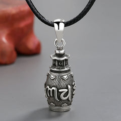 Buddha Stones Om Mani Padme Hum Copper Creativity Necklace Pendant Necklaces & Pendants BS Six True Words Necklace Pendant(with Black Rope)
