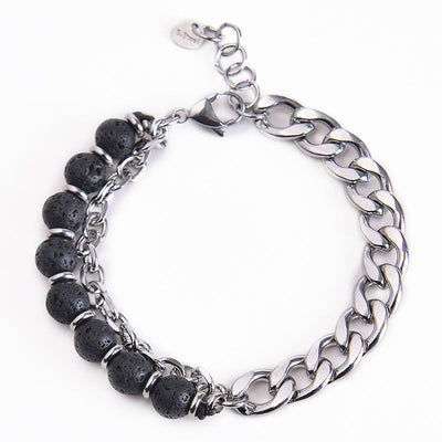 Buddha Stones Tiger Eye Picasso Jasper Frosted Stone Strength Bracelet Bracelet BS Lava Rock